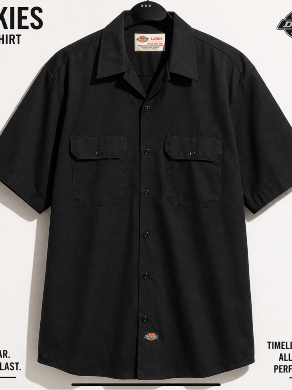 Dickies Black Workwear Shirt Large Classic Uniform Streetwear Capsule Minimalist